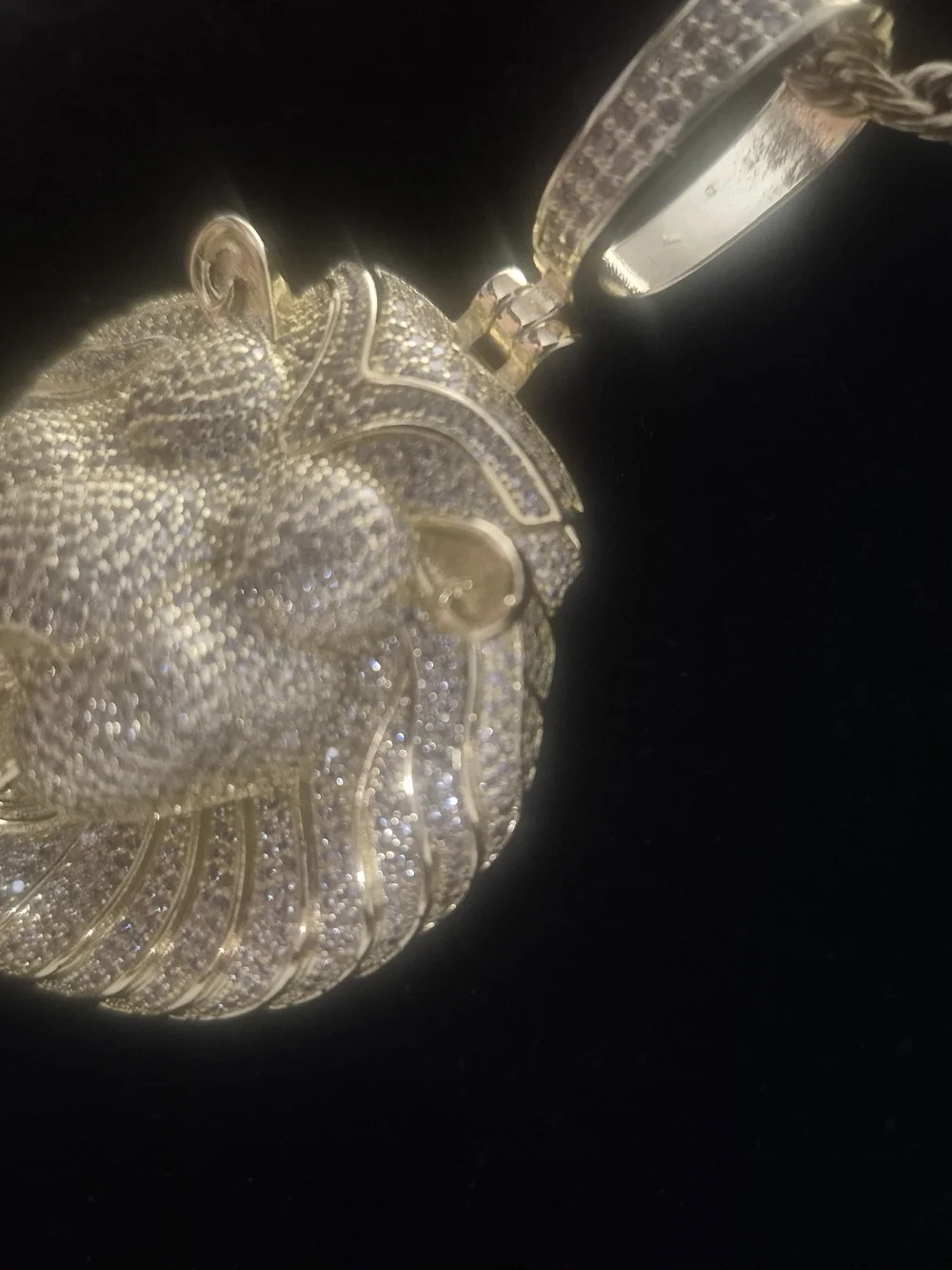 Gold Lion Head Pave Pendant